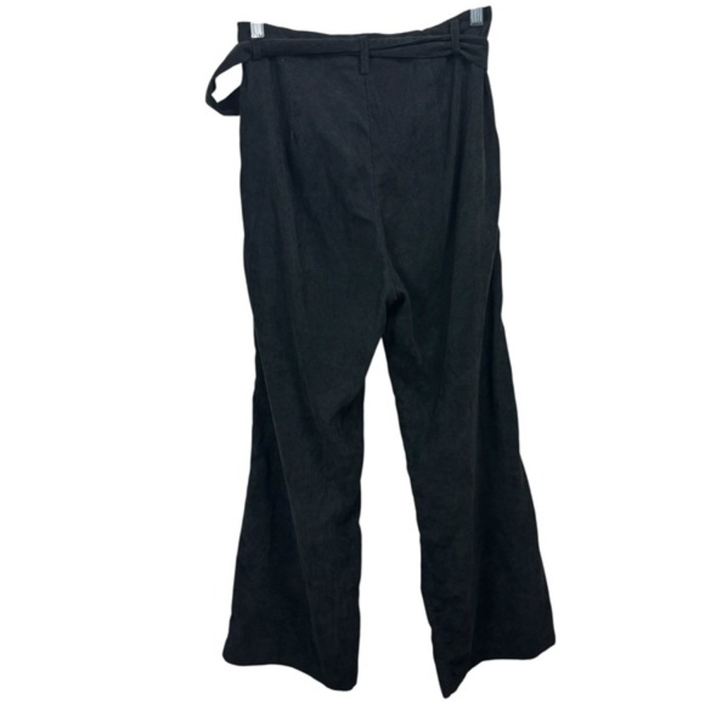 Sweewe Paris Black Corduroy Pants Womens Sz M Wide Leg Tie Waist Soft Retro Y2K - Picture 7 of 7